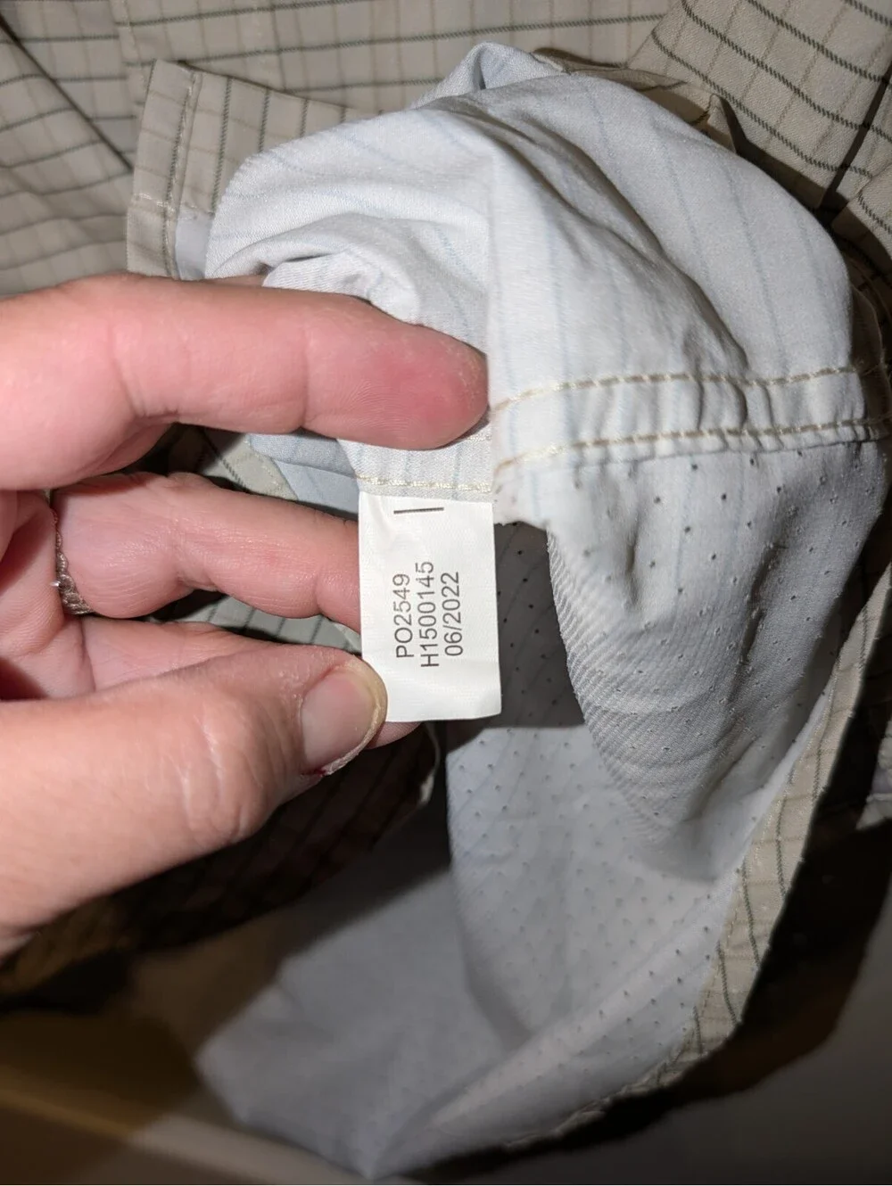 Huk Mens Long Sleeve Button Down Shirt Beige Check Button Front Pocket Size L